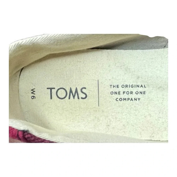 TOMS‎ RED PLAID FELT ON LEATHER ALPARGATA FLAT SLIP-ON SHOES WOMEN'S SIZE 6 - Picture 9 of 11